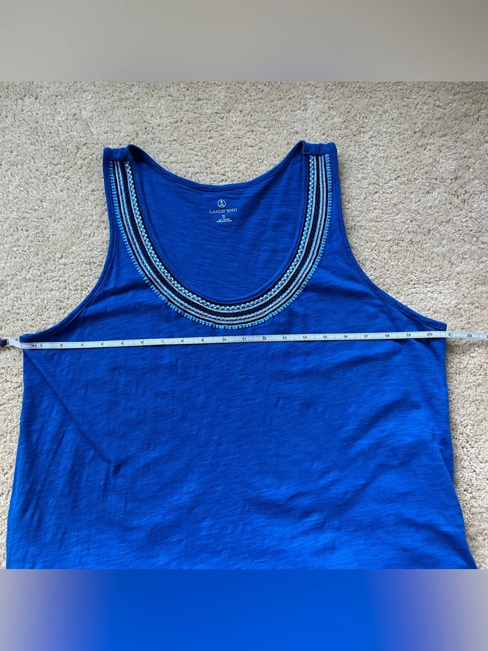 Lands' End Royal Blue Embroidered Sleeveless Swimsuit Cover-up - Size XL - VGUC